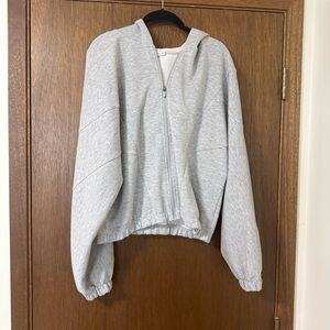Light Gray Zip-Up Hooded Jacket